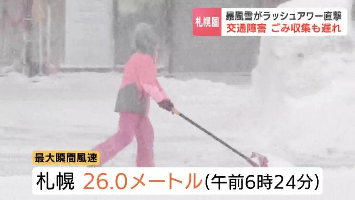 札幌で暴風雪、最大瞬間風速26メートルを観測 345校臨時休校、JR295本