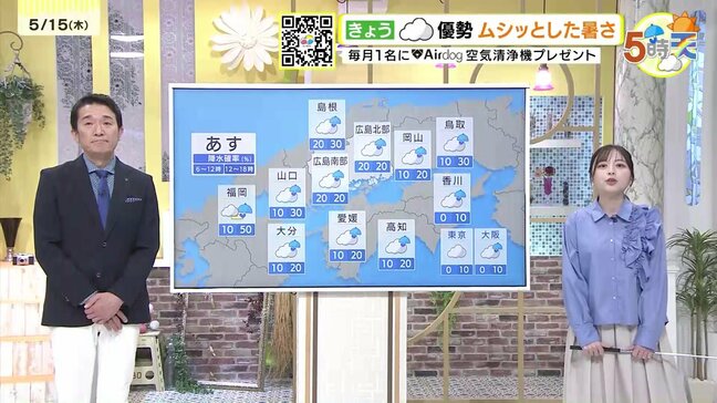 【あす5/16(金)広島天気 】一日どんよりとした空模様 弱い雨が降ったり止んだり 夜から本降りの雨に|TBS NEWS DIG