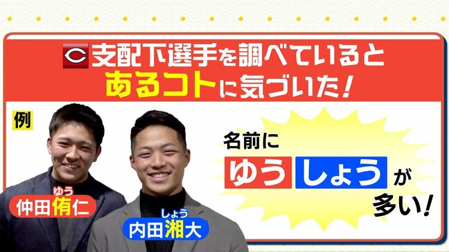 支配下登録選手68人を調べてみたら 広島カープの “優勝確率” はリーグNo.1だった　名前に「ゆう」4人 「しょう」11人も･･･|TBS NEWS DIG
