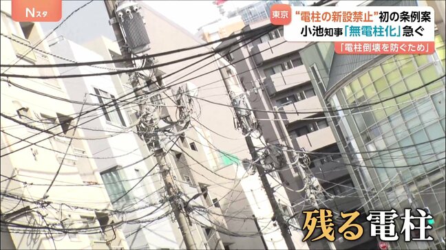 無電柱化を急ぐ東京都 日本初の条例案も 電柱の新設を原則禁止 都内の無電柱化の現状は?|TBS NEWS DIG