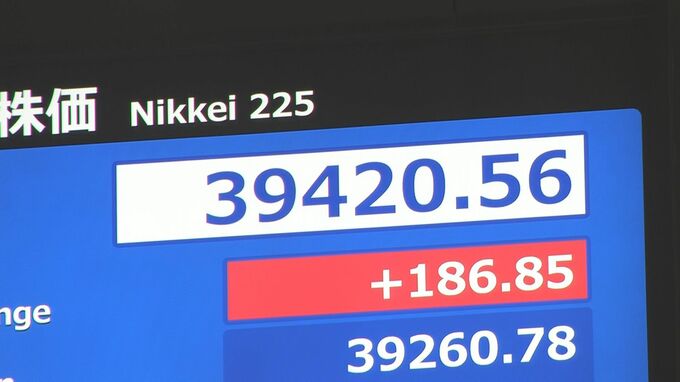 日経平均3万9400円台 取引時間中の史上最高値を更新