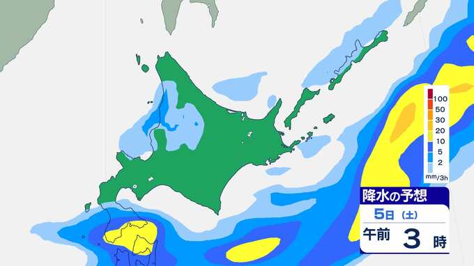 5日明け方にかけ“警報級”大雨のおそれ　多いところでは1時間に30mmの降雨予想　北海道【雨風シミュレーション】　|　富山のニュース｜天気・防災｜チューリップテレビ