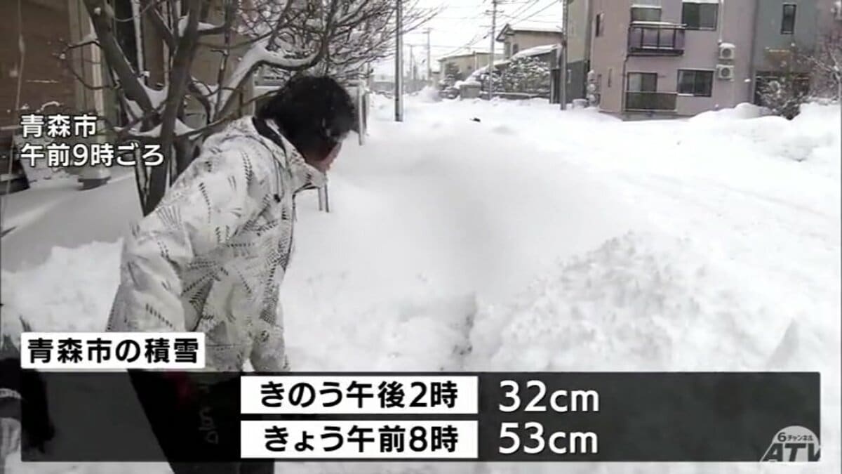 青森市の積雪が1日で最大21cm増 五能線は12日午後3時ごろまで区間運休