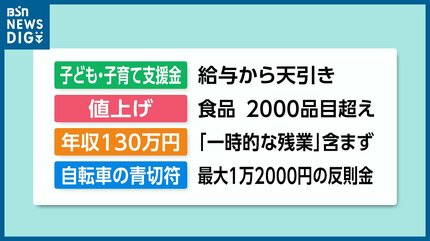きょうから変わること『“独身税”・値上げ・130万円の壁・青切符』2026年