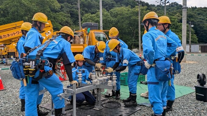 短い間隔で電柱が並ぶ？ここは電柱の上での作業を訓練をする場所　電力会社の新入社員が配電設備の基礎技術学ぶ　盛岡市|TBS NEWS DIG