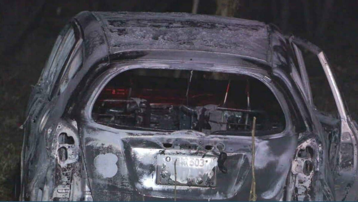 家の裏で車が燃えている」”エンジン空ふかしが原因か”路上で乗用車1台