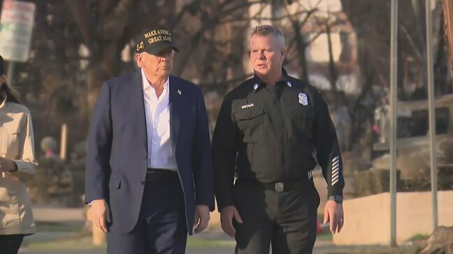 トランプ大統領がロスの山火事被災地を視察「知事と一丸となって復興に取り組む」政敵の州知事と融和ムード演出|TBS NEWS DIG