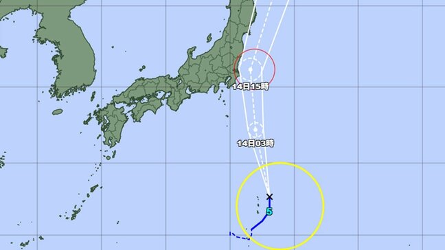【台風5号】東日本・北日本では14～15日に雷を伴い非常に激しい雨に　24時間雨量は北海道120ミリ　東北地方80ミリ　関東甲信150ミリに　気象庁|TBS NEWS DIG
