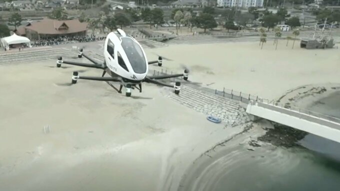 国内初！次世代の乗り物「空飛ぶクルマ」 屋外で2人を乗せた有人飛行に成功　|　大分のニュース｜OBS NEWS｜大分放送