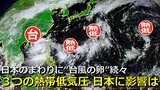 日本の南には“台風の卵”「3つの熱帯低気圧」が存在 沖縄付近に熱帯じょう乱が進む可能性 日本列島に接近・影響のおそれは 気象庁・アメリカ・ヨーロッパ 各国予報機関の進路予想比較【9日まで雨・風シミュレーション】|TBS NEWS DIG