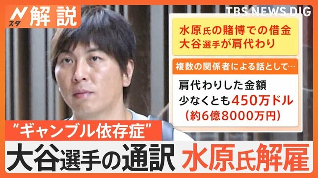 「雪だるま式に負け続けた」スポーツ賭博に関与か、大谷選手の通訳・水原一平氏解雇【Nスタ解説】|TBS NEWS DIG