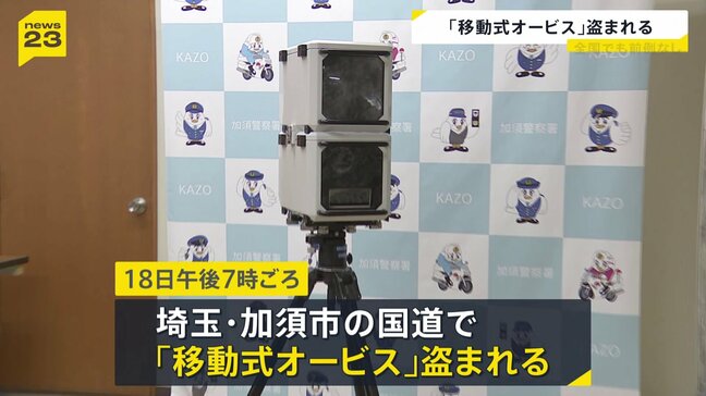 速度違反車を取り締まるための装置「移動式オービス」が盗まれる 監視にあたっていた警察官2人が目を離した隙に… 全国でも前例なし|TBS NEWS DIG