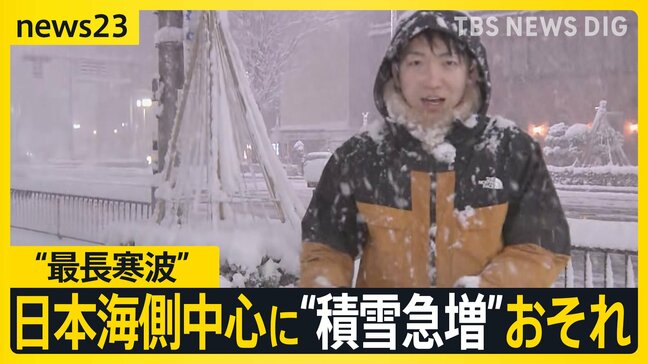 “最長寒波”日本海側中心に“積雪急増”おそれ 「1回目のピーク」は24時間で100センチ積もる可能性も…高速道路は“予防的通行止め”も【news23】|TBS NEWS DIG