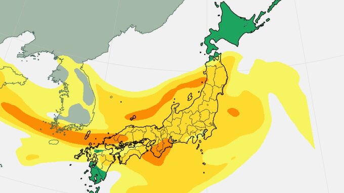 【黄砂情報】高濃度の「黄砂」が飛来か　日本は“真っ黄色”に…　25～26日に西日本～関東地方まで広く高濃度「黄砂」が飛来の予測　気象庁「黄砂に関する全般気象情報」発表中【黄砂の予想シミュレーション】|TBS NEWS DIG