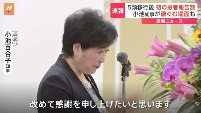 東京都が新型コロナの患者報告数発表　5類移行後初めて　小池知事が涙ぐむ場面も「改めて感謝を」|TBS NEWS DIG