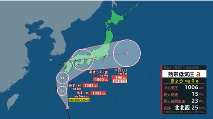 【台風情報】今後日本列島を縦断し太平洋へ..."台風のたまご" はあすには台風15号に発達か　日本への影響はどうなる？ 最大瞬間風速30メートル予報　このあとの勢力と進路を詳しく　気象庁　|　山形のニュース│TUYテレビユー山形