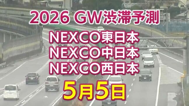 【5月5日に混雑するのはどこ？】坂戸西SIC付近で40キロ　加須IC付近・舞子TN付近で35キロ　東北道～関越道～中央道～東名～名神～中国道～山陽道～九州道【NEXCO東日本・中日本・西日本 GW 高速道路 渋滞予測2026】|TBS NEWS DIG