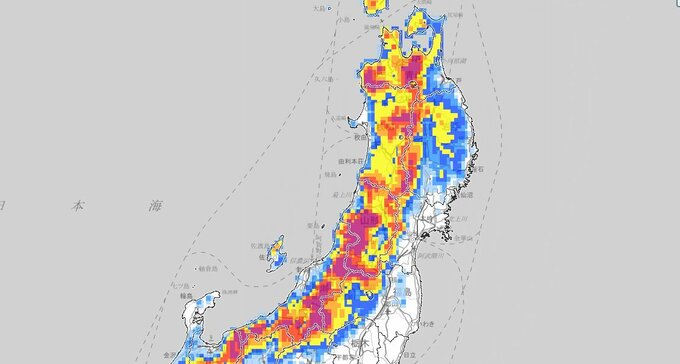 【大雪予想】東北日本海側は『積雪急増』『ふぶき』となる所も　山沿い60㎝・平地40㎝の降雪予想【大雪と雨のシミュレーション】大荒れや大しけとなる見込み　|　富山のニュース｜天気・防災｜チューリップテレビ