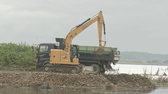 印旛沼の決壊した堤防で復旧作業進む　きょうから土砂の仮堤防づくり着手　台風26号に備え作業急ピッチ|TBS NEWS DIG