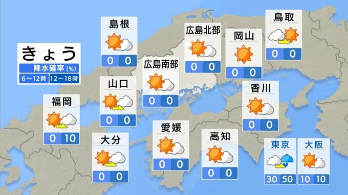 【きょう11/20(水)広島天気】雲も少なくよく晴れる　日中の気温はきのうよりやや高く小春日和に|TBS NEWS DIG