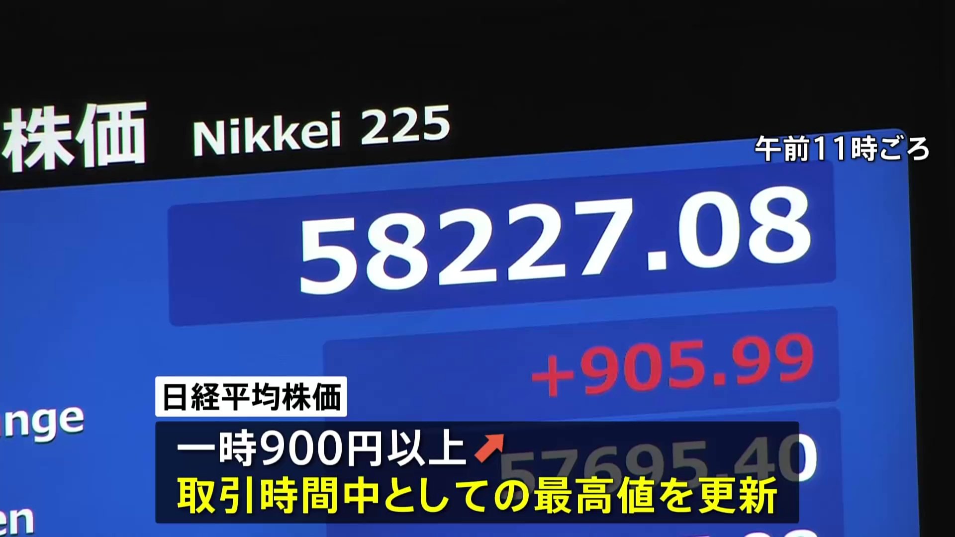 日経平均株価 取引時間中の最高値更新 5万8000円台回復 アメリカAI企業