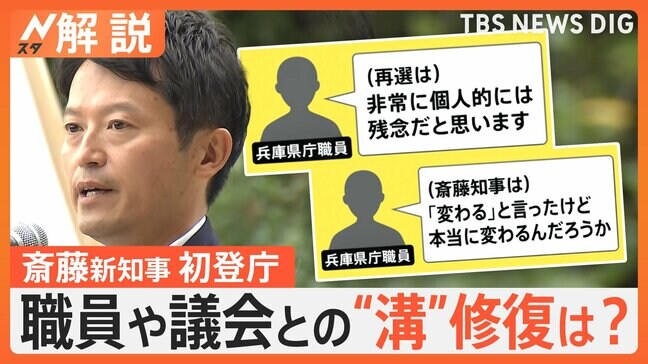 「選挙で民意を得た」兵庫・斎藤新知事が初登庁、職員や議会との“溝”修復は【Nスタ解説】|TBS NEWS DIG