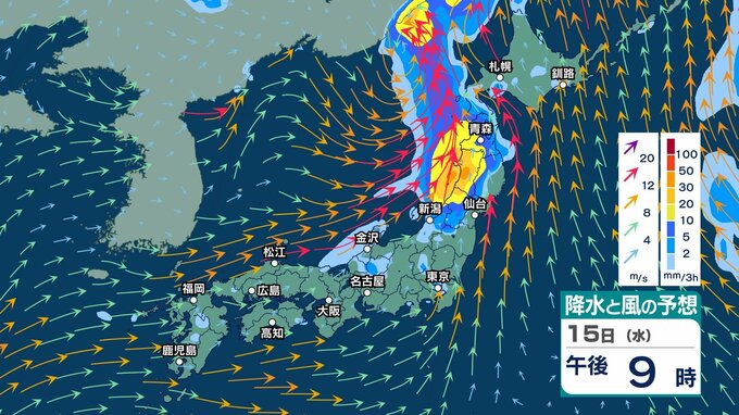 【 今後の雨 】14日(火)は北日本～東日本で急な強い雨や落雷・突風に注意　15日(水)～16日(木)は北日本で大雨となる所も【今後の雨風シミュレーション・14日正午更新】|TBS NEWS DIG