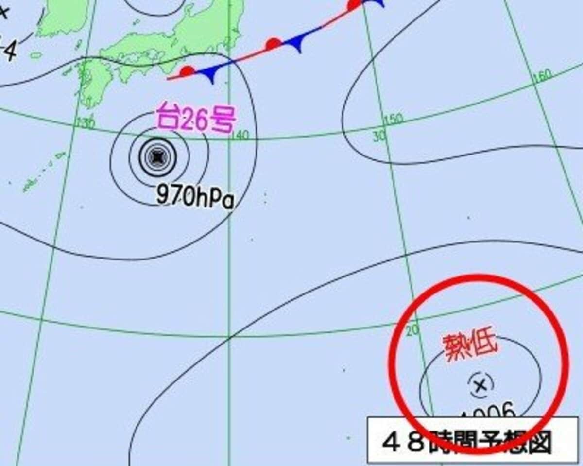 【気象情報】“台風のたまご”＝熱帯低気圧が南の海上に「新たに発生」　中心気圧は1…