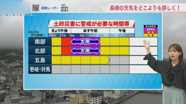 長崎に再び線状降水帯の発生の予想 朝まで土砂災害に厳重な警戒を|TBS NEWS DIG