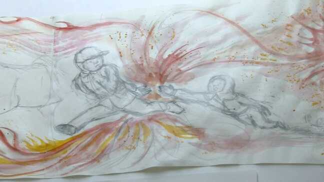「残酷な絵ではないけれど考えさせられる」 炎の中で母亡くした男性の詩 美術家が絵画に|TBS NEWS DIG