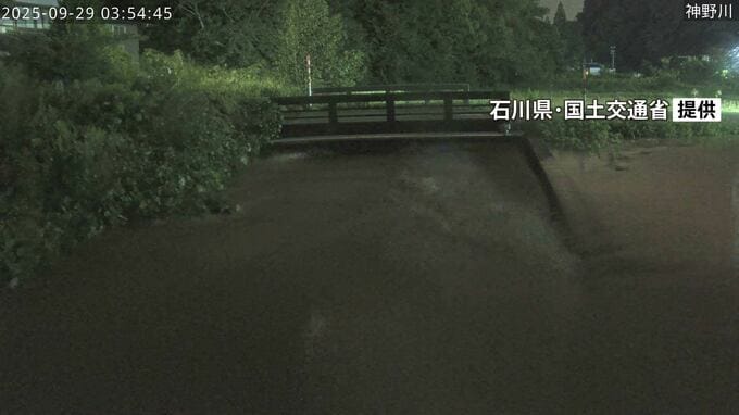 【速報】石川・能登町 山田川と神野川で氾濫発生 川の水が周囲の田畑に広がる|TBS NEWS DIG