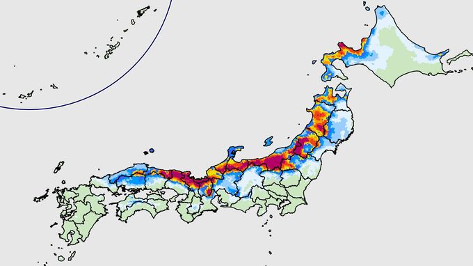 【大雪情報】最新の降雪量予想は…北陸100センチ・近畿80センチ・関東甲信50センチ　中国地方は90センチに上方修正　雪はいつどこで降る？【大雪シミュレーション】|TBS NEWS DIG