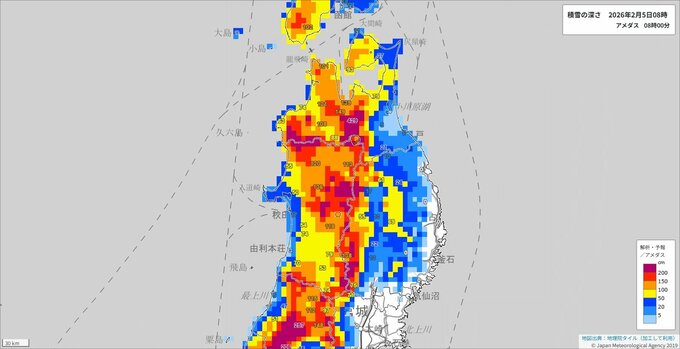 【大雪情報】東北地方　6日未明から雪を伴った西よりの強い風や大雪となる所がある見込み　警報級の可能性も【雪と雨と風のシミュレーション】　|　富山のニュース｜天気・防災｜チューリップテレビ