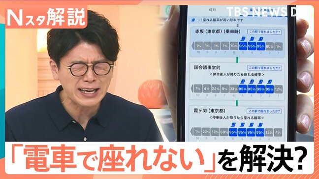 「電車で座れない」を解決？“座れる確率”をアプリで可視化　“座れるルート検索”も【Nスタ解説】|TBS NEWS DIG