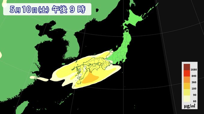 【黄砂情報】この週末は“黄砂”に注意  土日は九州・四国・中国・近畿・東海・関東に飛来  最新のシミュレーション|TBS NEWS DIG