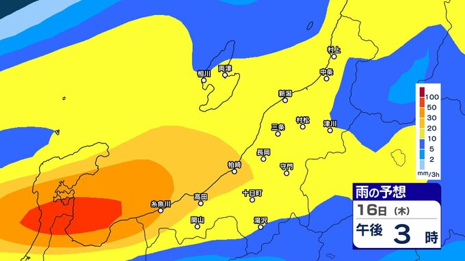 雷を伴った“バケツをひっくり返したような”激しい雨が降り大雨か　新潟県内はあす16日昼過ぎから夜遅くにかけて土砂災害などに注意・警戒【今後の雨のシミュレーション・15日午後9時30分更新】　|　新潟のニュース・天気｜BSN NEWS｜BSN新潟放送