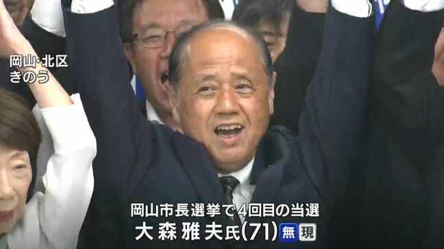 岡山市長選挙 現職の大森雅夫氏が4回目の当選「よりわくわくするような都市にしていきたい」|TBS NEWS DIG