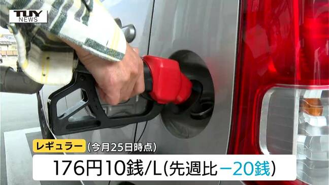 最新のレギュラーガソリン価格は176.1円　前週からは値下がりも、来週からは小幅な値上がりか（山形）|TBS NEWS DIG