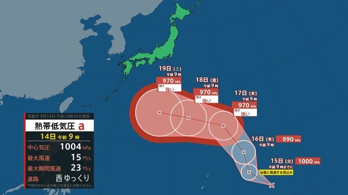 【熱帯低気圧情報】台風のたまご発生　シルバーウイークへの影響は？　15日～24日の雨風シミュレーション　|　福岡のニュース｜RKB NEWS｜RKB毎日放送
