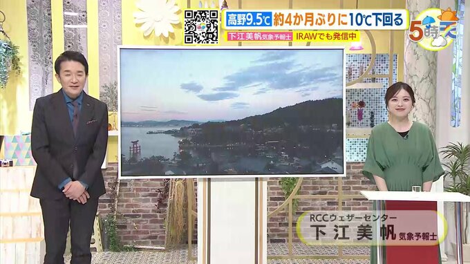 【あす10/11(金) 広島天気】すっきりと秋晴れの予想　朝さらに冷える　寝るときの服装注意　|　RCC NEWS | 広島ニュース | RCC中国放送