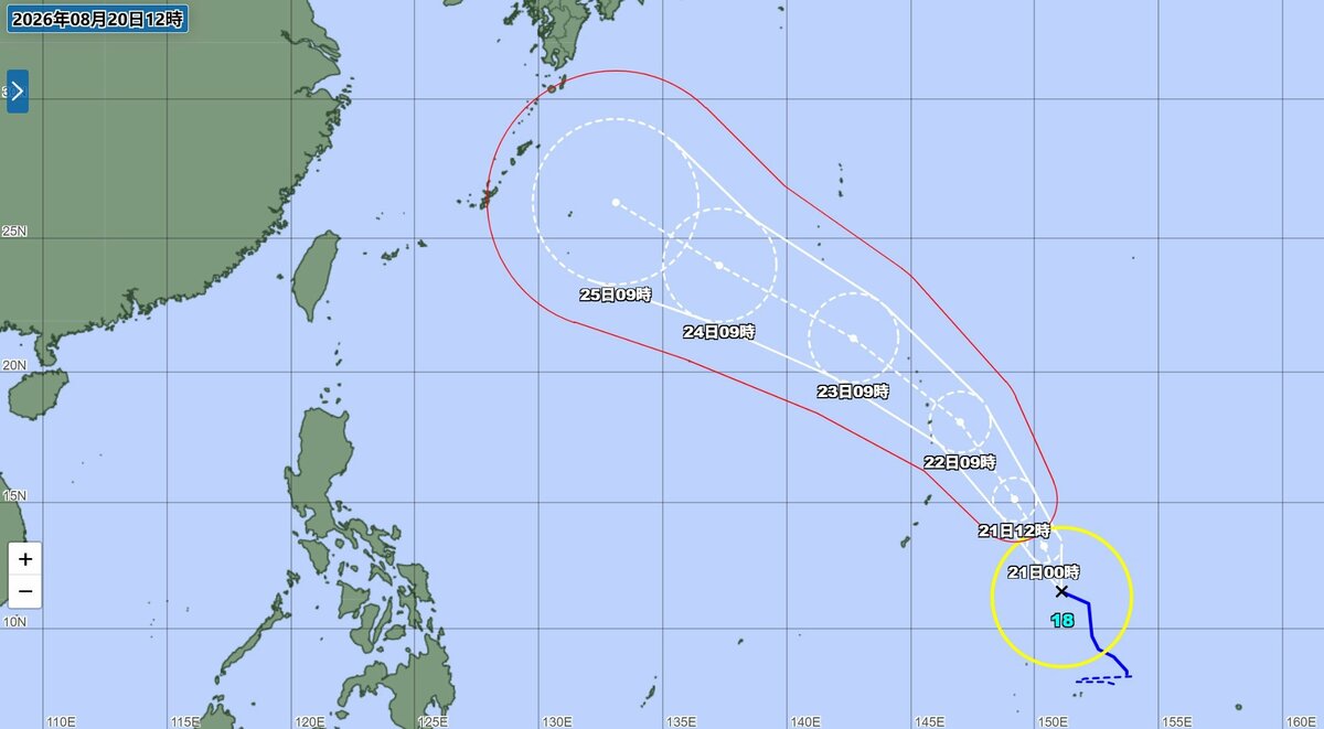 台風情報】台風18号（ソウデル）23日（日）にも中心気圧935hPa「非常に