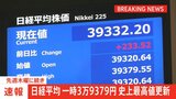【速報】連日の史上最高値更新　一時3万9379円　200円以上値上がり|TBS NEWS DIG