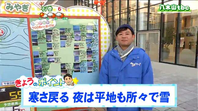 「日中は西部を中心に雪、夜は南部を中心に雪の範囲が広がり、平地でも雪の積もる所が」tbc気象台　8日|TBS NEWS DIG