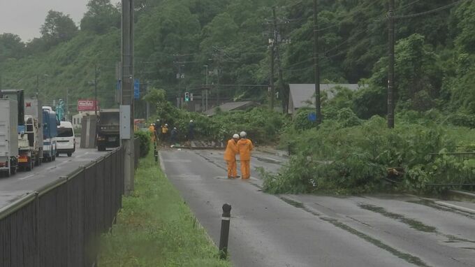交差点の近くで土砂崩れ　道路への土砂流入により秋田市の国道7号で通行止め　|TBS NEWS DIG