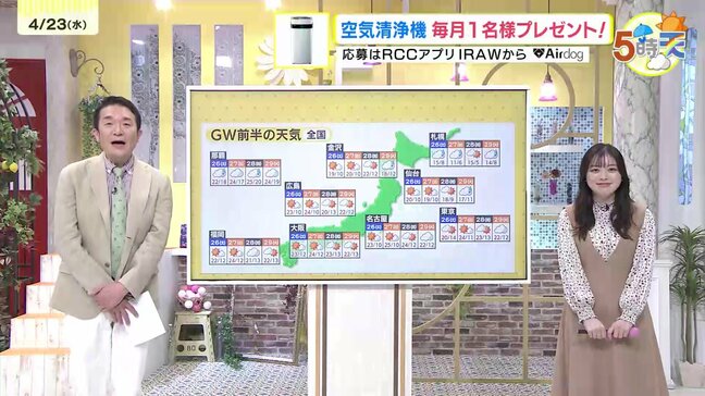 【あす4/24(木)広島天気 】安定して晴れる一日 朝は北部や内陸部で霧が出るところも 夏日地点復活する予想|TBS NEWS DIG