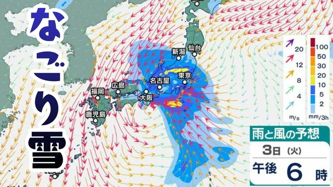 【気象情報】関東甲信に「なごり雪」3日午後から4日は “南岸低気圧” で大雪のおそれも　山地40cm、都心平地も積雪か　交通障害、路面凍結に警戒【雨と風のシミュレーション】|TBS NEWS DIG