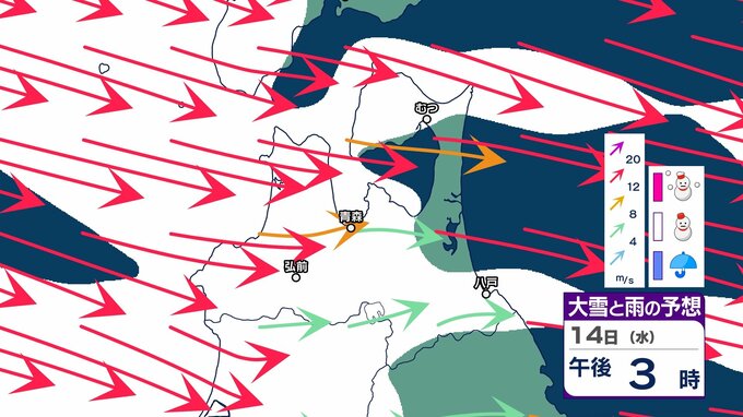 【最新気象情報】青森県　14日夜遅くにかけて大気の状態が非常に不安定に　「突風」や「落雷」などに注意を　県内全域で断続的に「雪」　時折ホワイトアウトにも【大雪・雨・風の予想シミュレーションあり】|TBS NEWS DIG