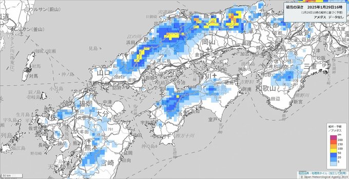 【雪予想】九州北部・四国では山地中心に大雪となるおそれ　積雪や路面凍結による交通障害に注意を　九州南部では大雪の恐れなくなる【大雪と雨のシミュレーション】　|　富山のニュース｜天気・防災｜チューリップテレビ