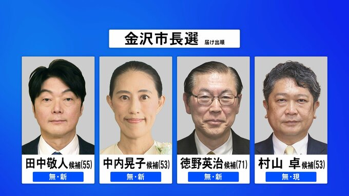 金沢市長選が告示 現職と新人あわせて４人が立候補 都心軸のまちづくりなどが争点|TBS NEWS DIG
