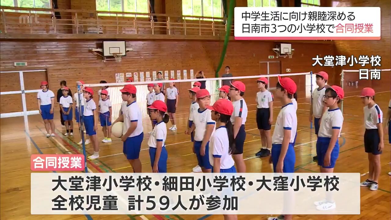 同じ中学校へ通うことになる児童たちの交流を 日南市の3つの小学校が